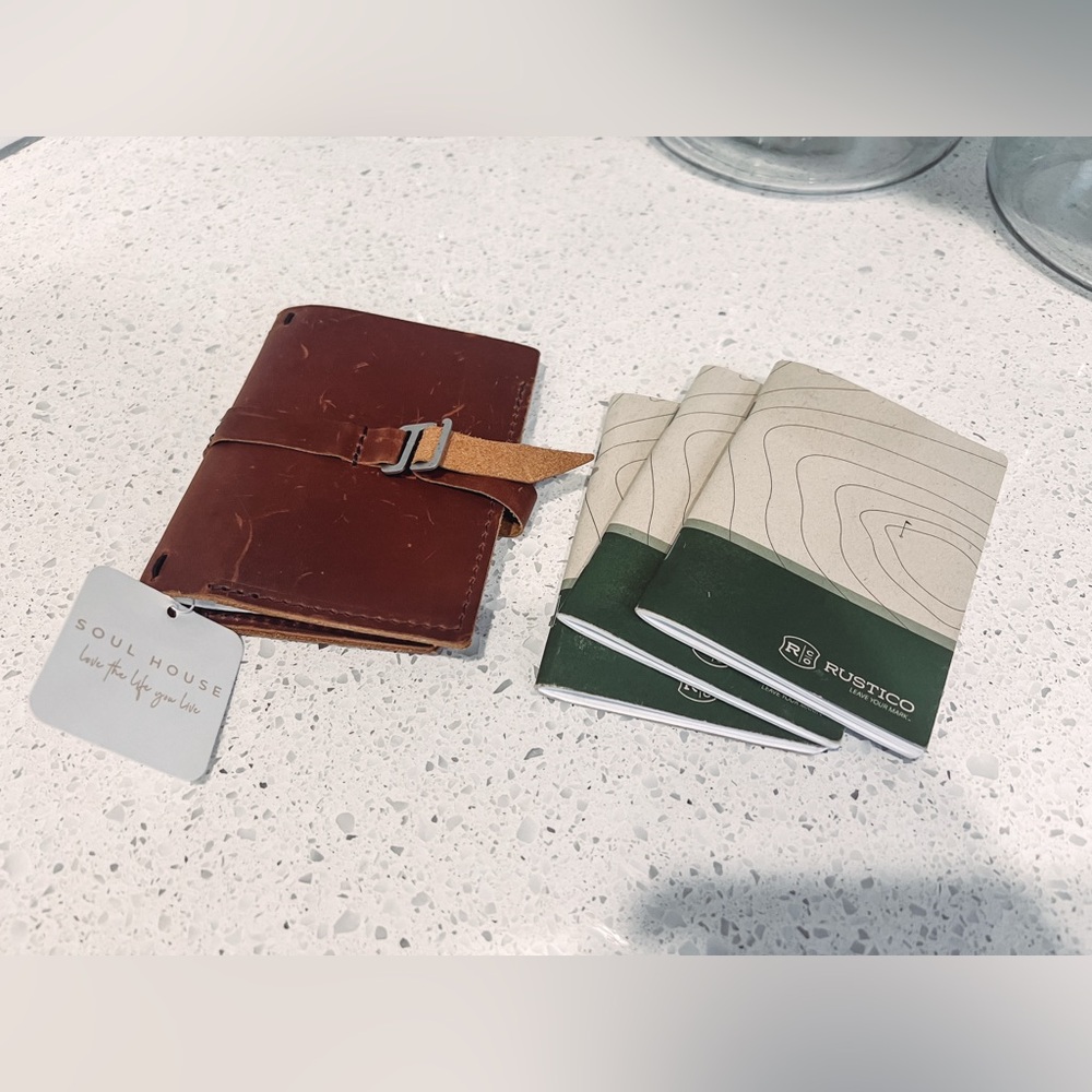 NWT Rustic Connoisseur Tasting Leather Golf Booklet and Four Log Inserts